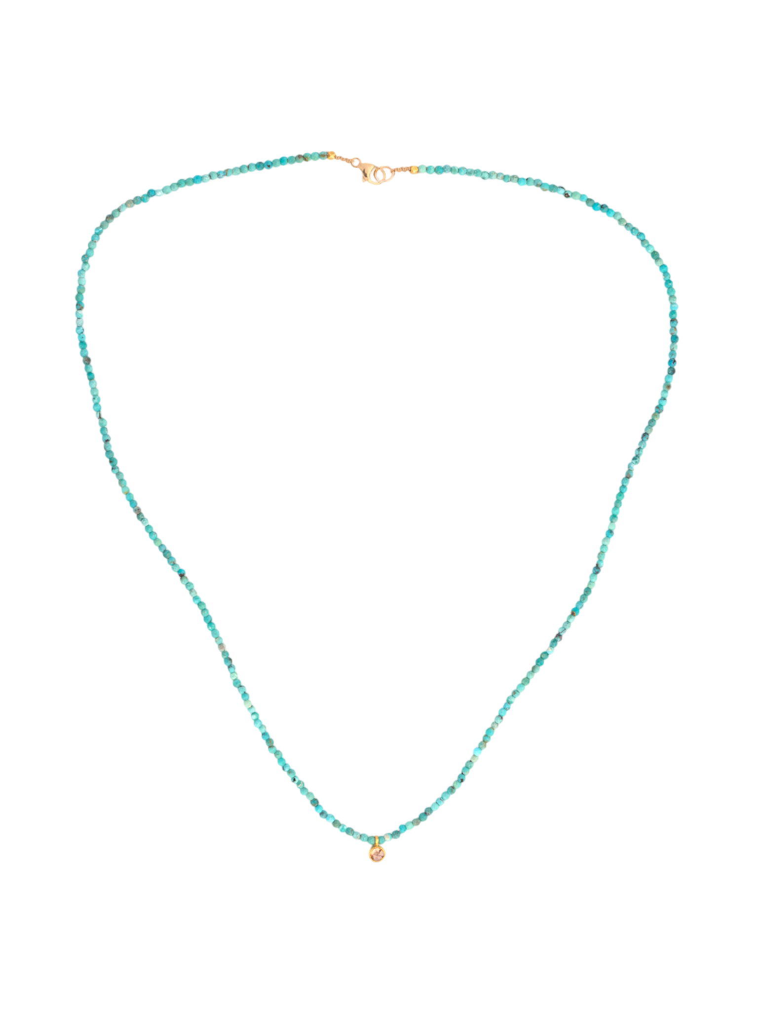 Beaded turquoise necklace with rosecut diamond